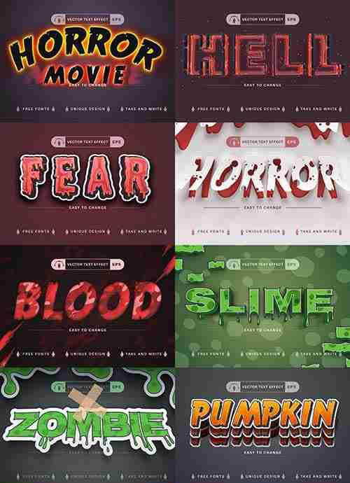 Set 10 Halloween Edit Text Effects - 7530611