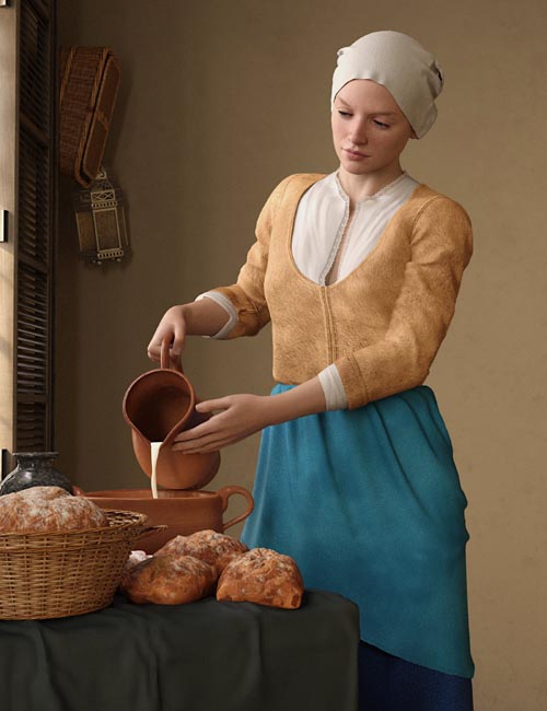 dForce Dutch Milkmaid Outfit for Genesis 8 and 8.1 Females