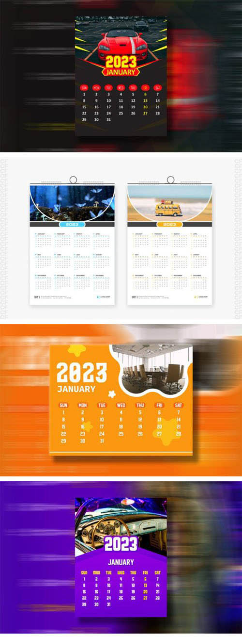 2023 Creative Calendars for Illustrator - 8 Vector Design Templates