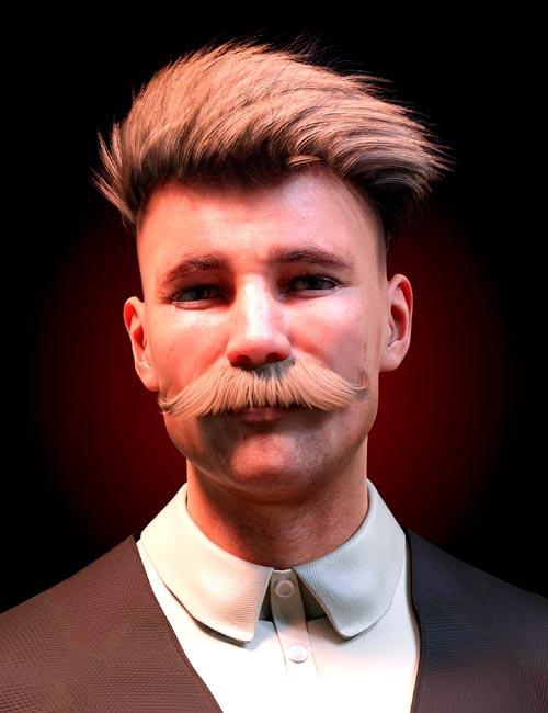 M3D Chuck Hair and Mustache for Genesis 8 and 8.1 Males