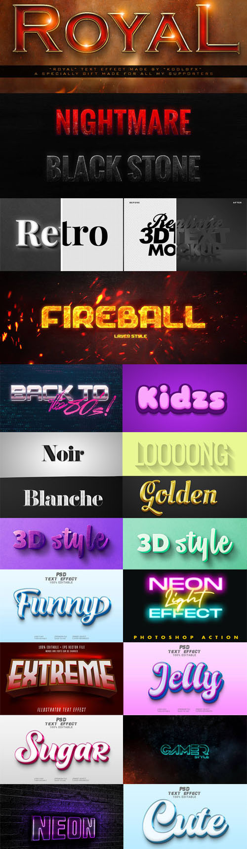 30+ Text Effects for Photoshop & Illustrator