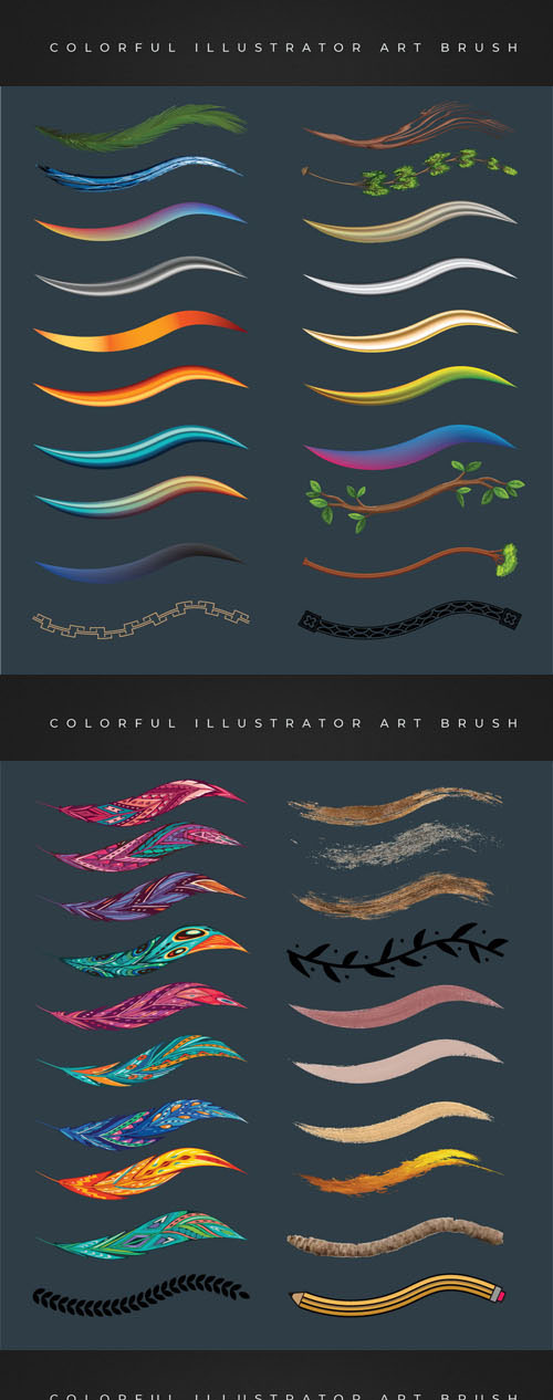 70+ Colorful Illustrator Art Brushes Collection
