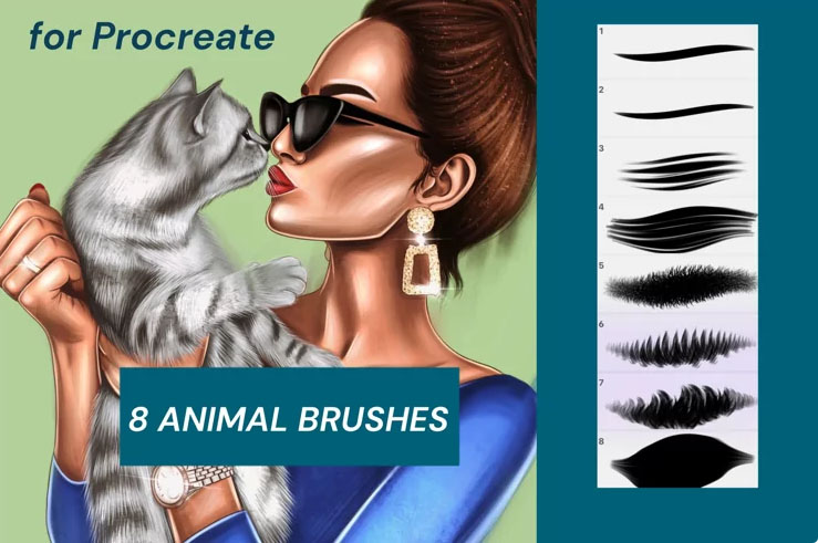 8 Procreate animal brushes - 2157377