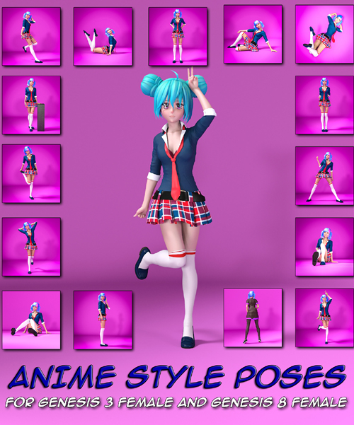 Anime Style Poses for G3F and G8F