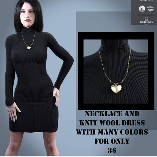 Knit Wool Dress & Necklace