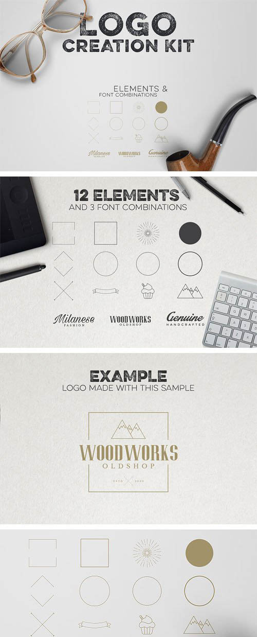 Logo Creation Kit for Illustrator & Photoshop [12 Elements]
