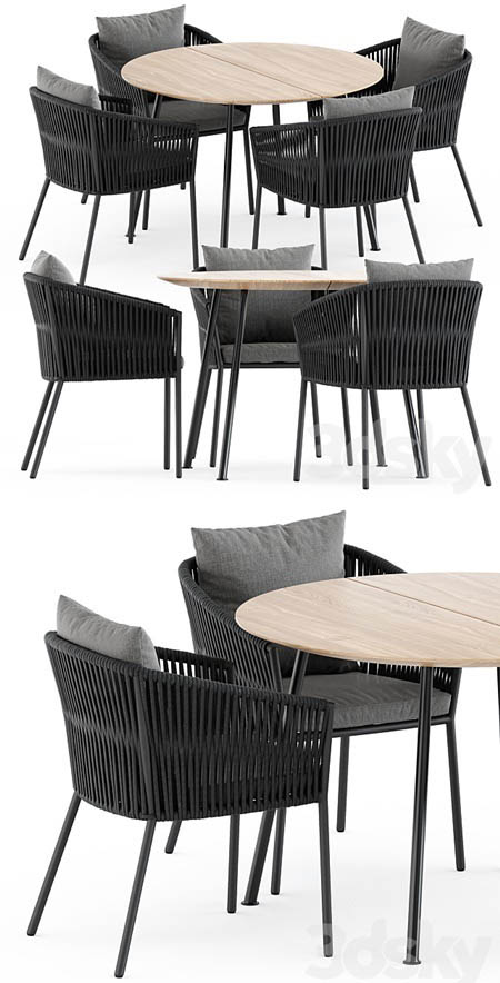 Porto Dining Chair by burkedecor and Agave table by ethimo