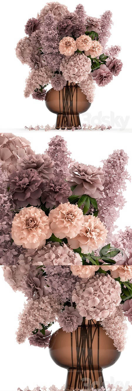 Bouquet 144. hydrangea, flowers, vase, peonies, luxury decor, lilac, stele, large, beautiful, del...