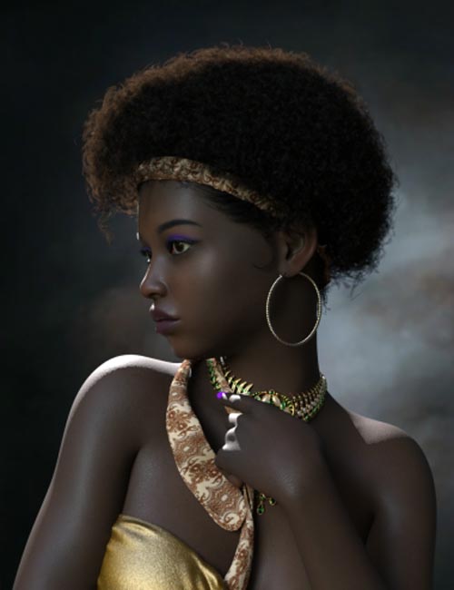 Foya Tight Curls and dForce Headband for Genesis 8 and 8.1 Females