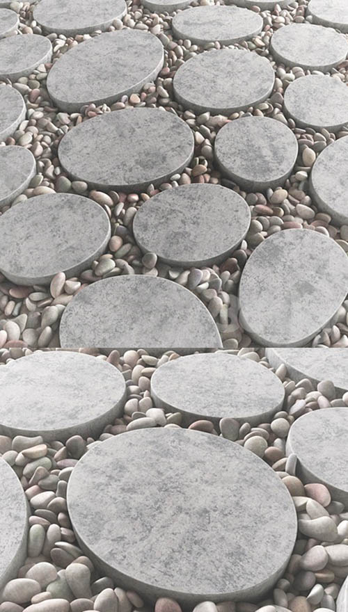 Tile square oval pebble n1 / Square oval slabs with pebbles