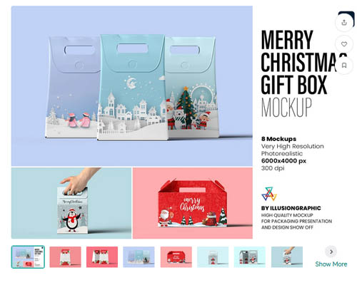 Merry Christmas Gift Box Mockup - 10313848