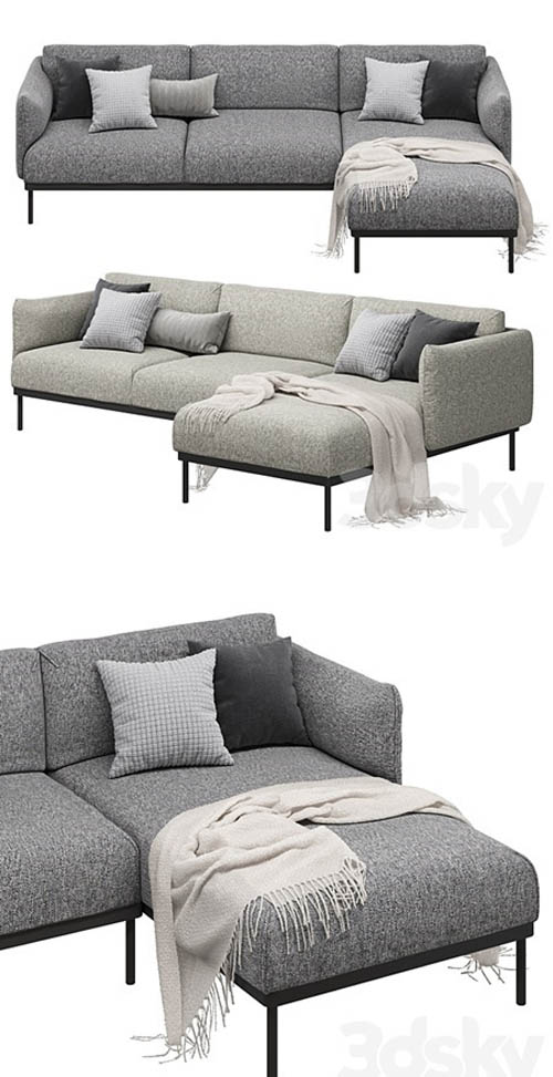 Ikea Äpplaryd Epplaryd 3-Seater Sofa with Chaise Longue Leide