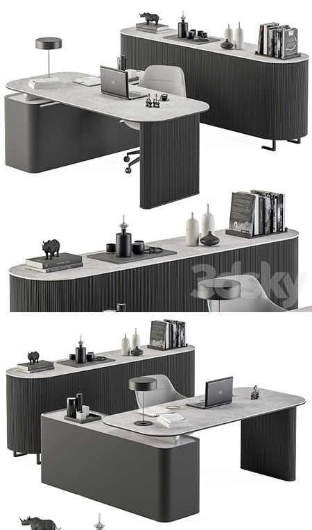 Boss Desk Black and Gray - Office Furniture 236