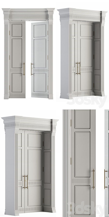 White Wooden Classic Door Set 27