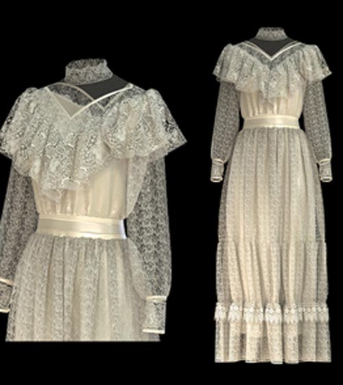 Women's Vintage Lace Dress - Marvelous designer, Clo3d