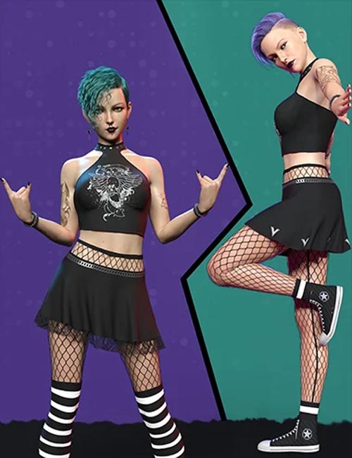 dForce Rock Queen Outfit Set for Genesis 8 and 8.1 Females