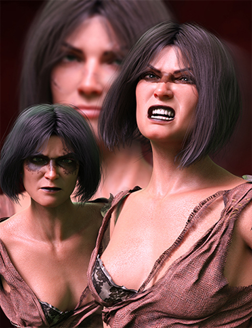 M3D Warrior Hair, Scars, and Makeup Kit for Genesis 8 Females
