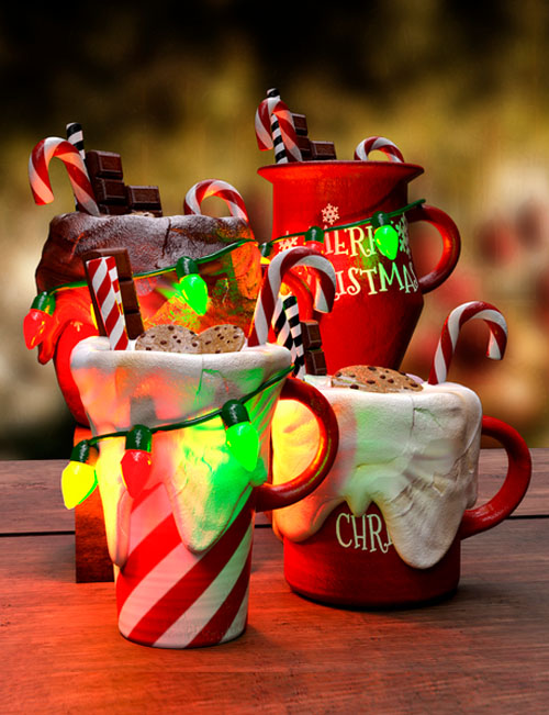 Christmas Mugs Set and Poses