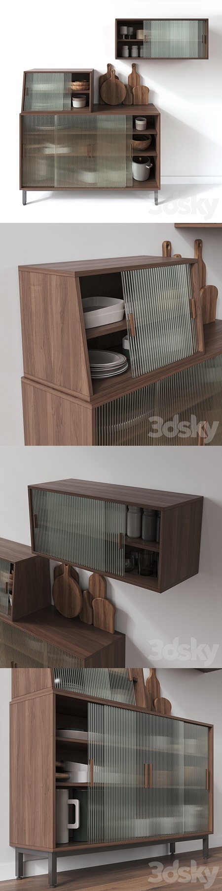 Wooden Glass Cabinets with Kitchen accessories