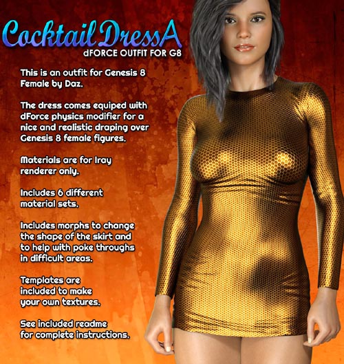 Exnem dForce Cocktail Dress A for Genesis 8 Female