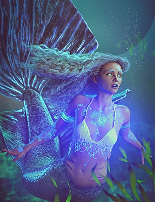 Siren Soul: Bioluminous Tattoos for Genesis 8 and 8.1 Female and Coral 8.1