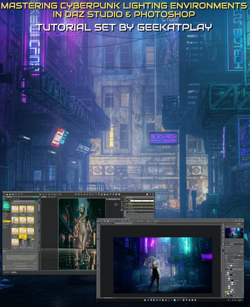 Mastering Cyberpunk Lighting Environments in Daz Studio and Photoshop