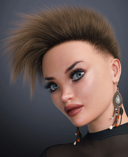 Side Spikes Hair for Genesis 3, 8, 8.1, and 9