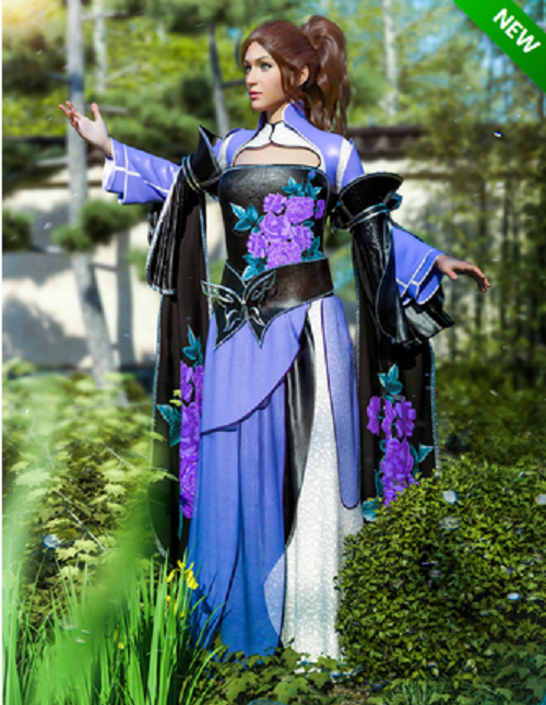 dForce Chinese Hanfu Outfit for Genesis 8 and 8.1 Females