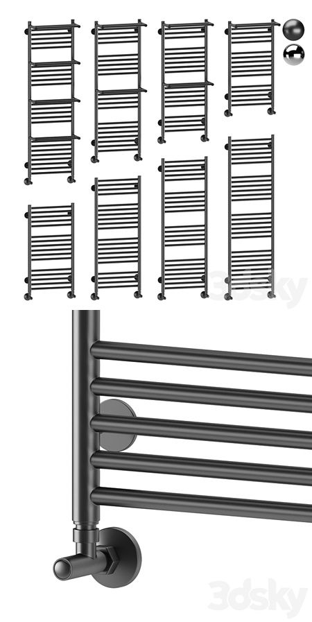 Water heated towel rail Terminus Aurora