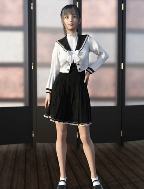 dForce Elegant School Uniform for Genesis 8 Females