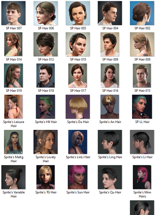 Sprite’s Hairstyles (Converted) for Genesis 9