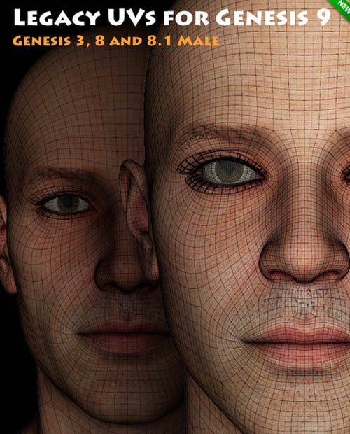 Legacy UVs for Genesis 9: Genesis 3, 8, and 8.1 Male