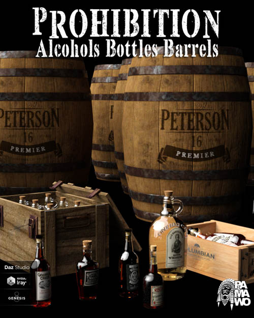Prohibition Alcohols Bottles Barrels for DS