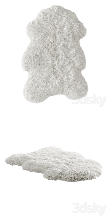 White fluffy sheepskin carpet