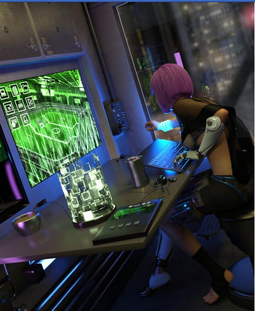 Compact Cyberpunk Apartment