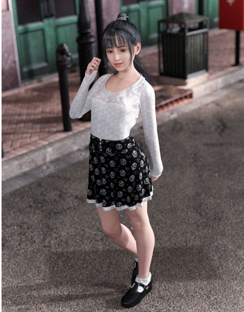 dForce Harajuku Girl Outfit for Genesis 8 and 8.1 Females