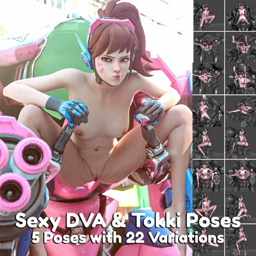 Sexy Poses for D.Va 2 and Tokki for Genesis 8 Female