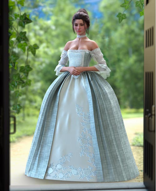 dForce Highlands Gown Outfit and Shape for Genesis 9