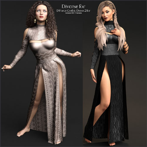 Diverse for D-Force Gothic Dress 2 for G8F and G8.1F