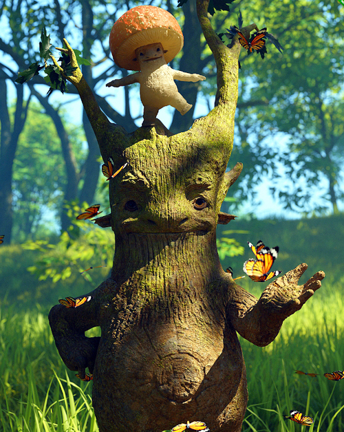 Forest Spirits Tree and Mushroom for Genesis 9