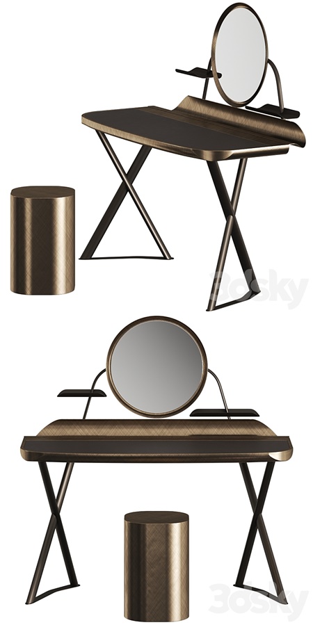 Cattelan Italia Cocoon Trousse Leather Desk and Pancho Stool