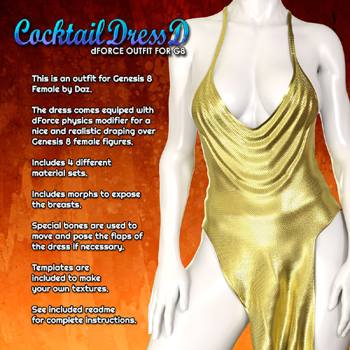 Exnem dForce Cocktail Dress D for Genesis 8 Female