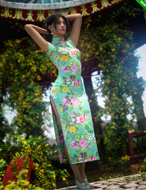 dForce Chinese Qipao Outfit Texture Add-On