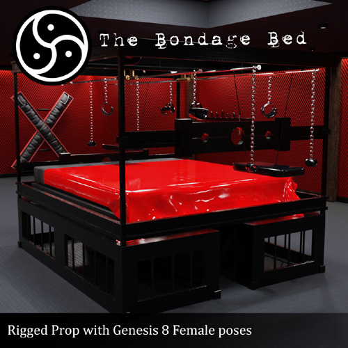The Bondage Bed With Poses for Genesis 8 Female