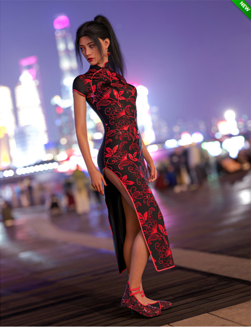 dForce Chinese Qipao Outfit for Genesis 9