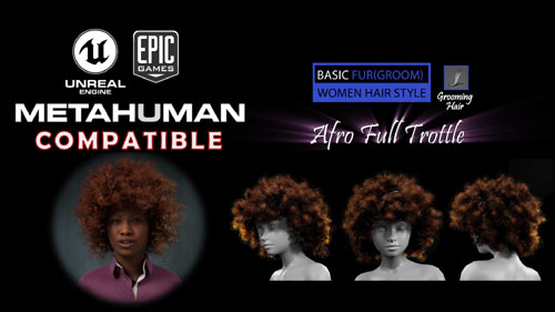 Afro Full Throttle Grooming Real-Time Hairstyle Unreal Engine 4 3D model