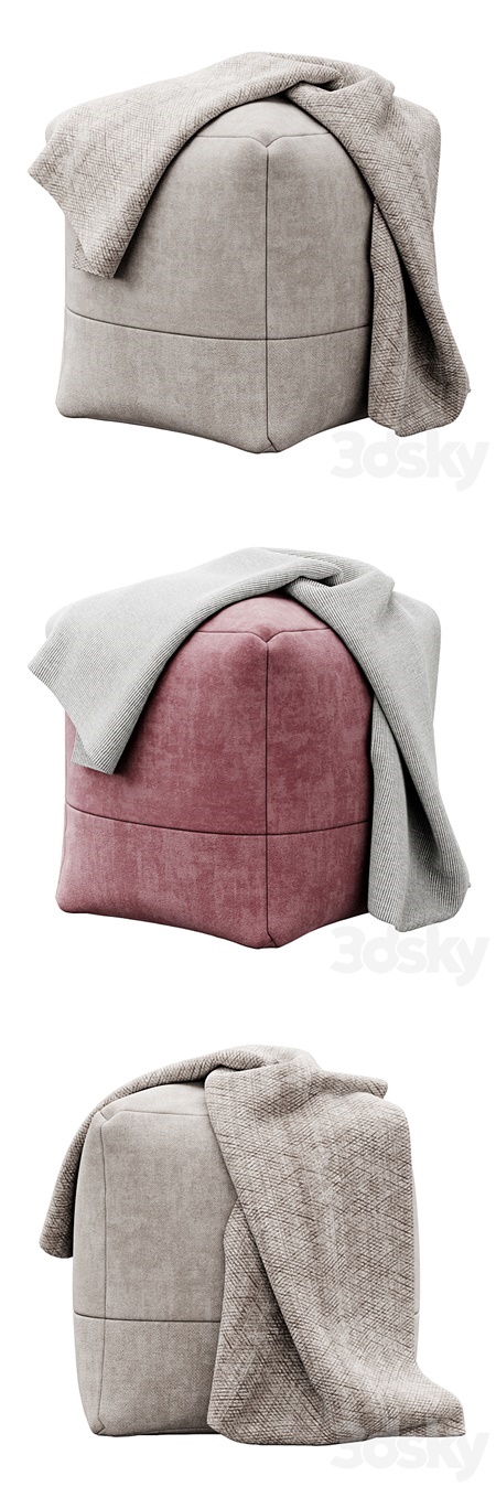 Cotton Canvas Square Pouf by Westelm