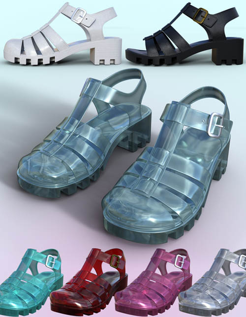 90's Jelly Sandals for Genesis 8 Females