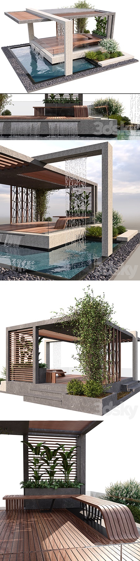 Pergola With Water & Plants