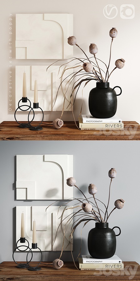 Decorative set with poppy